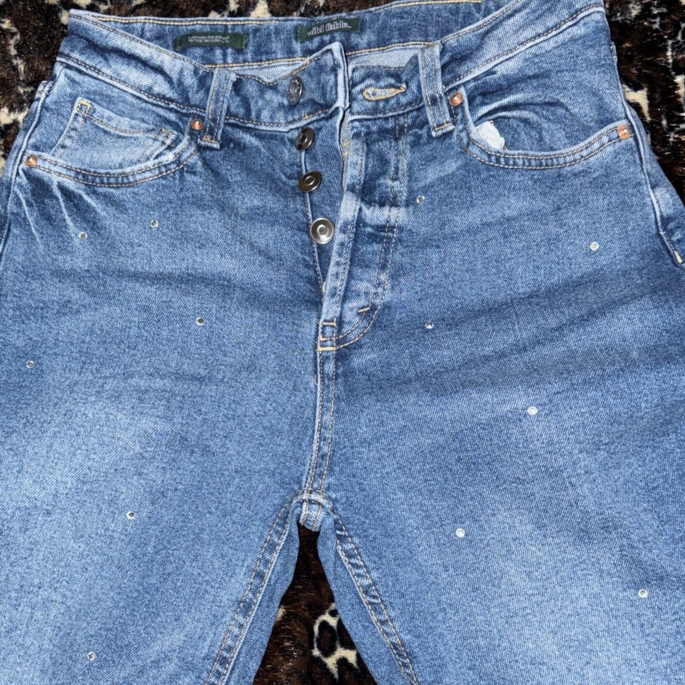 wild fable Blue Straight-Leg Jeans with Scattered Studs💎💎💎